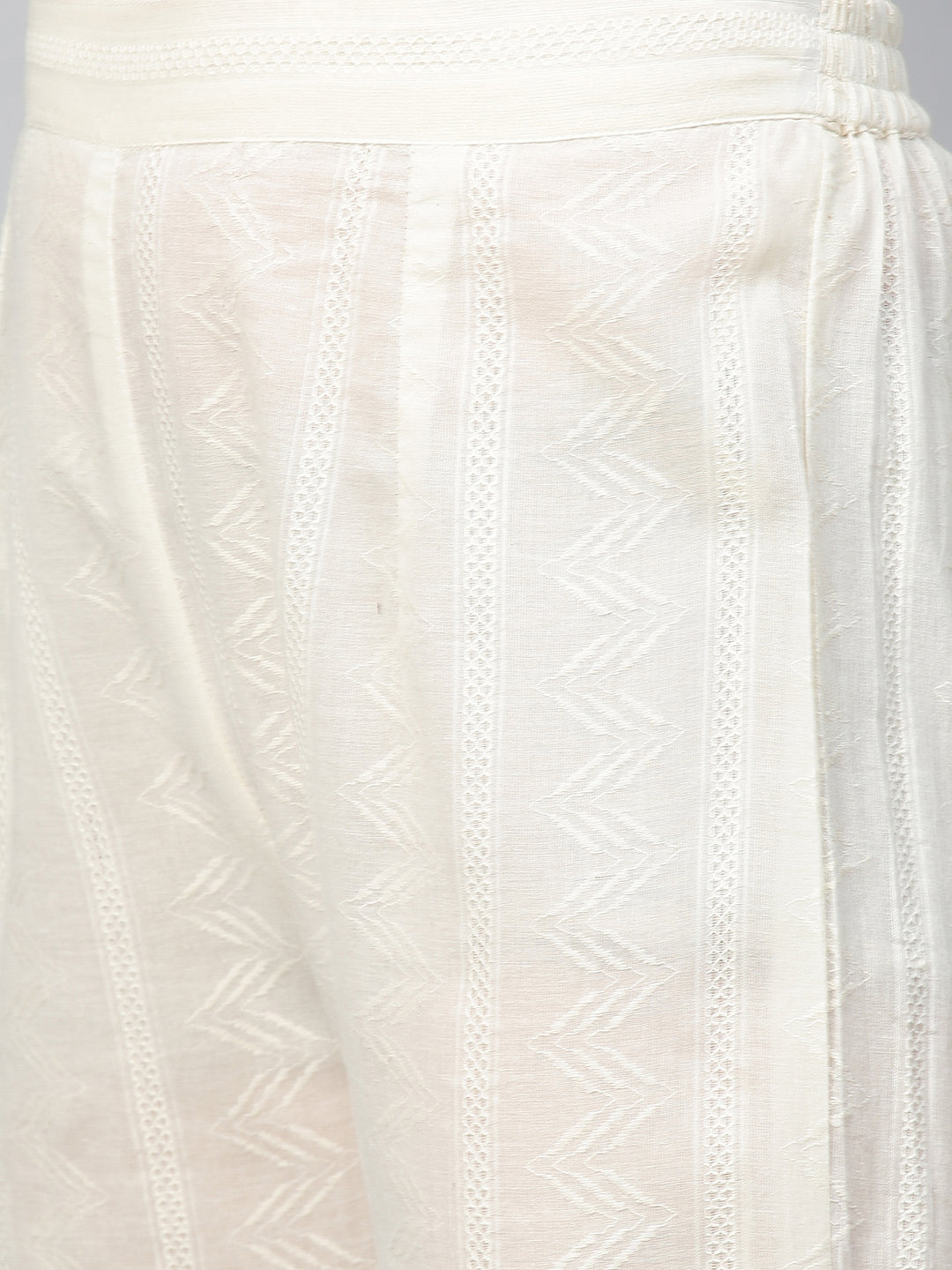 Floral Embroidered Kurta with Pant - Off White