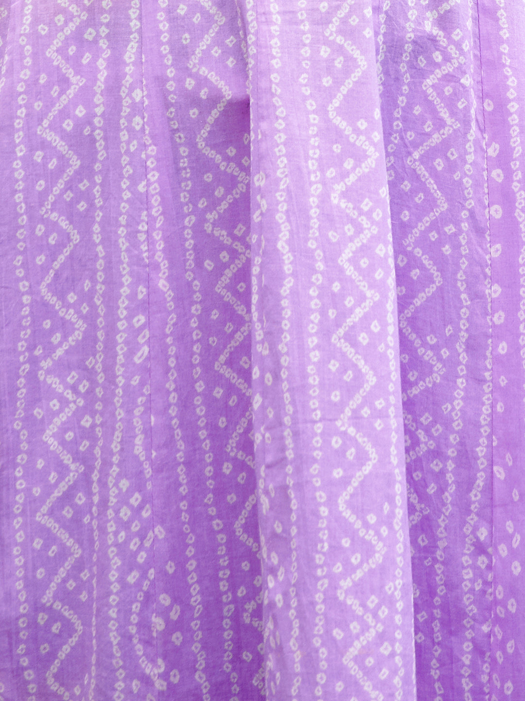 Bandhani Printed & Embroidered Anarkali Kurta with Pants & Dupatta - Light Purple