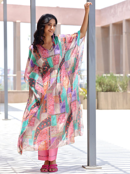 Multicoloured Printed Chiffon Co-Ords 1