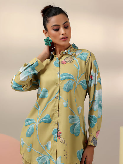 Naaz Yellow Printed Silk Blend Co-Ords