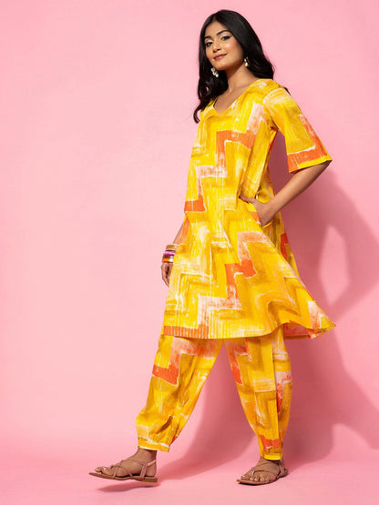 Yellow Printed Cotton Co-Ords