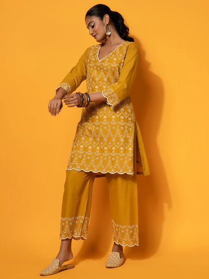 Mustard Printed Polyester Co-Ords