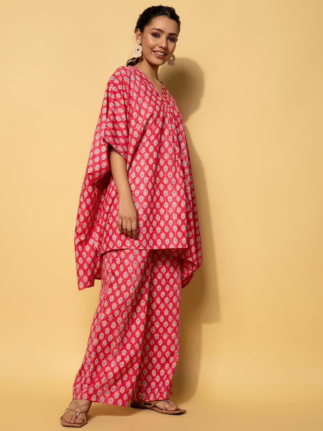 Pink Printed Rayon Co-Ords