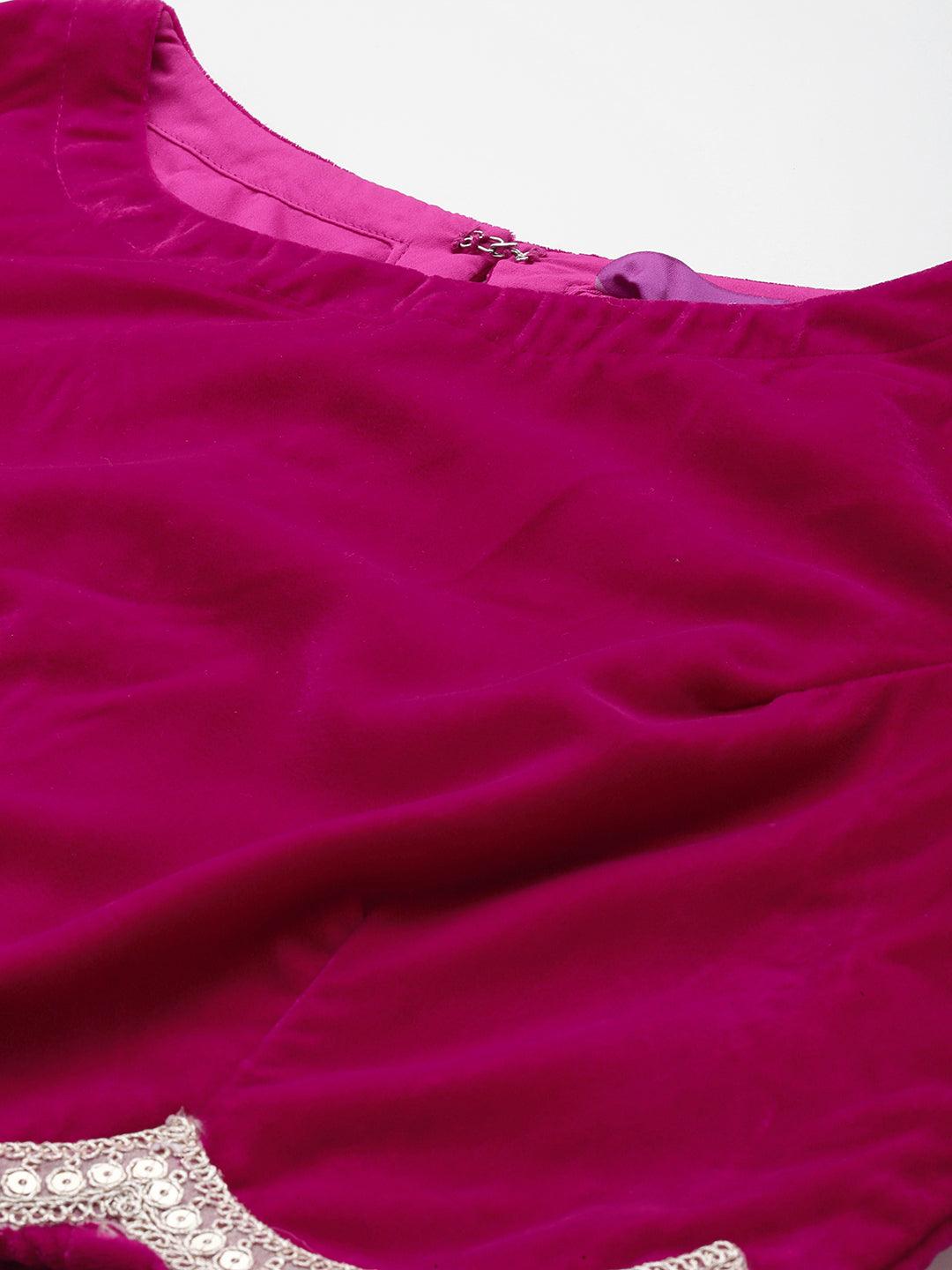 Pink Solid Velvet Co-Ords