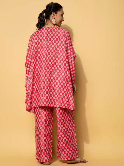 Pink Printed Rayon Co-Ords