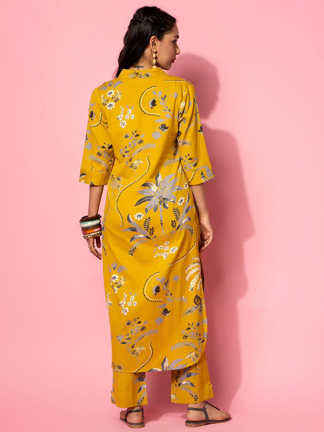 Mustard Printed Cotton Co-Ords