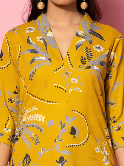 Mustard Printed Cotton Co-Ords