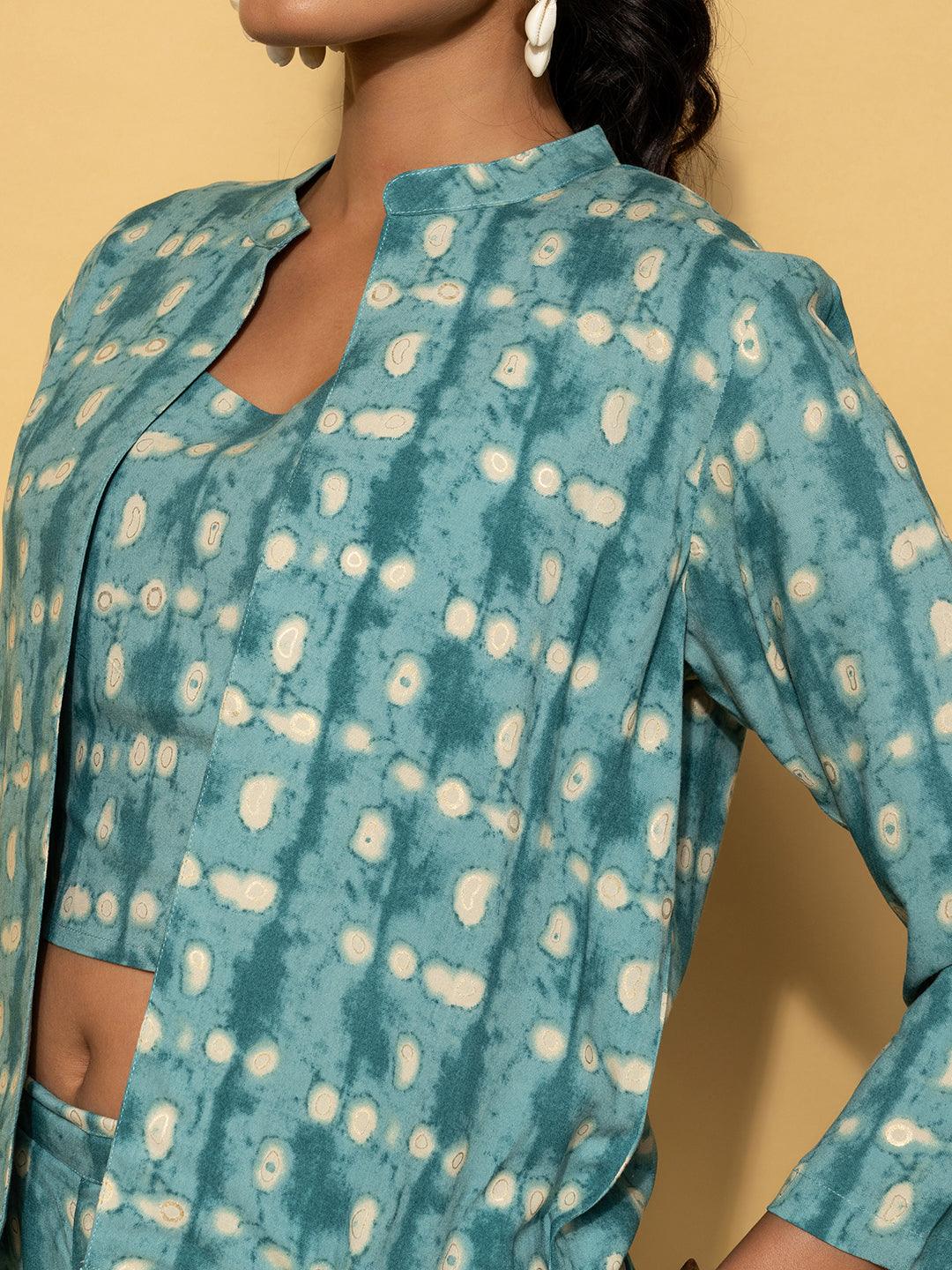 Teal Printed Rayon Co-Ords