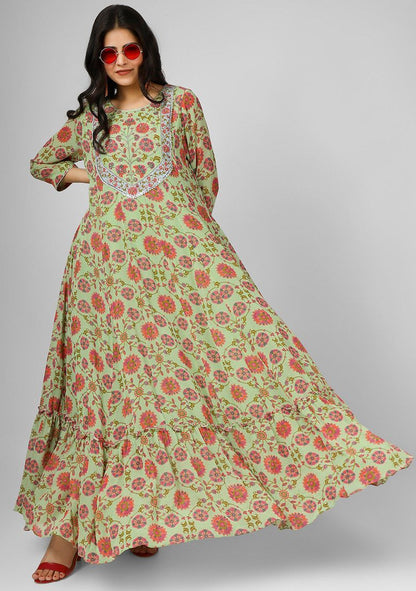 Green Persian Tales Embroidered Anarkali Set