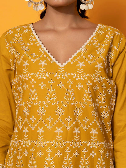 Mustard Printed Polyester Co-Ords