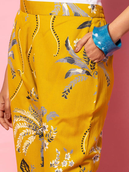 Mustard Printed Cotton Co-Ords