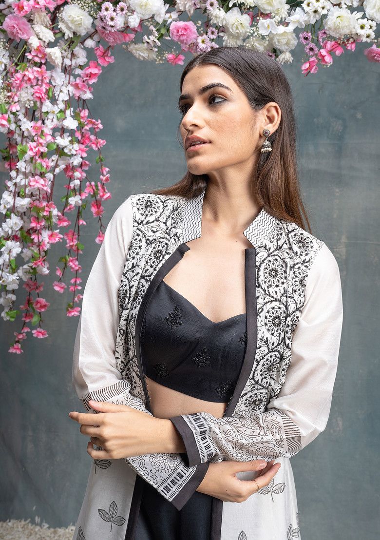 SANJEV MARWAAHA Ivory Hand Block Print Jacket Set