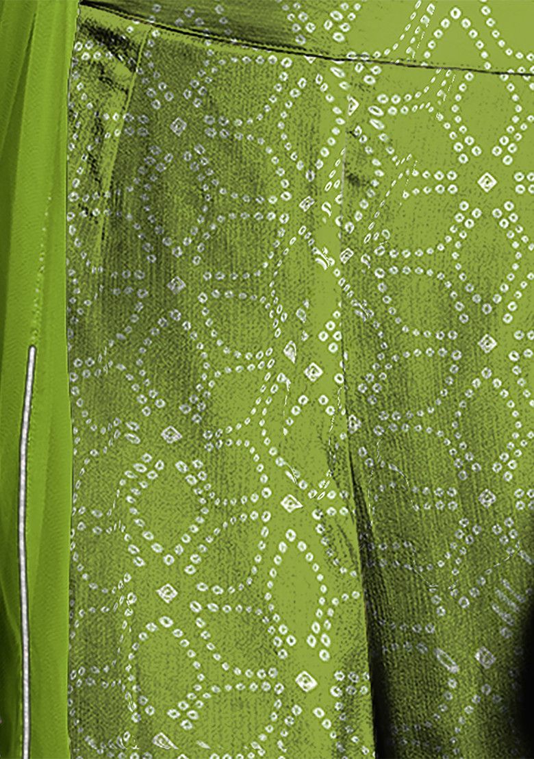 Green Sharara Set With Pearl Sequin Hand Embroidered Blouse And Mesh Jacket