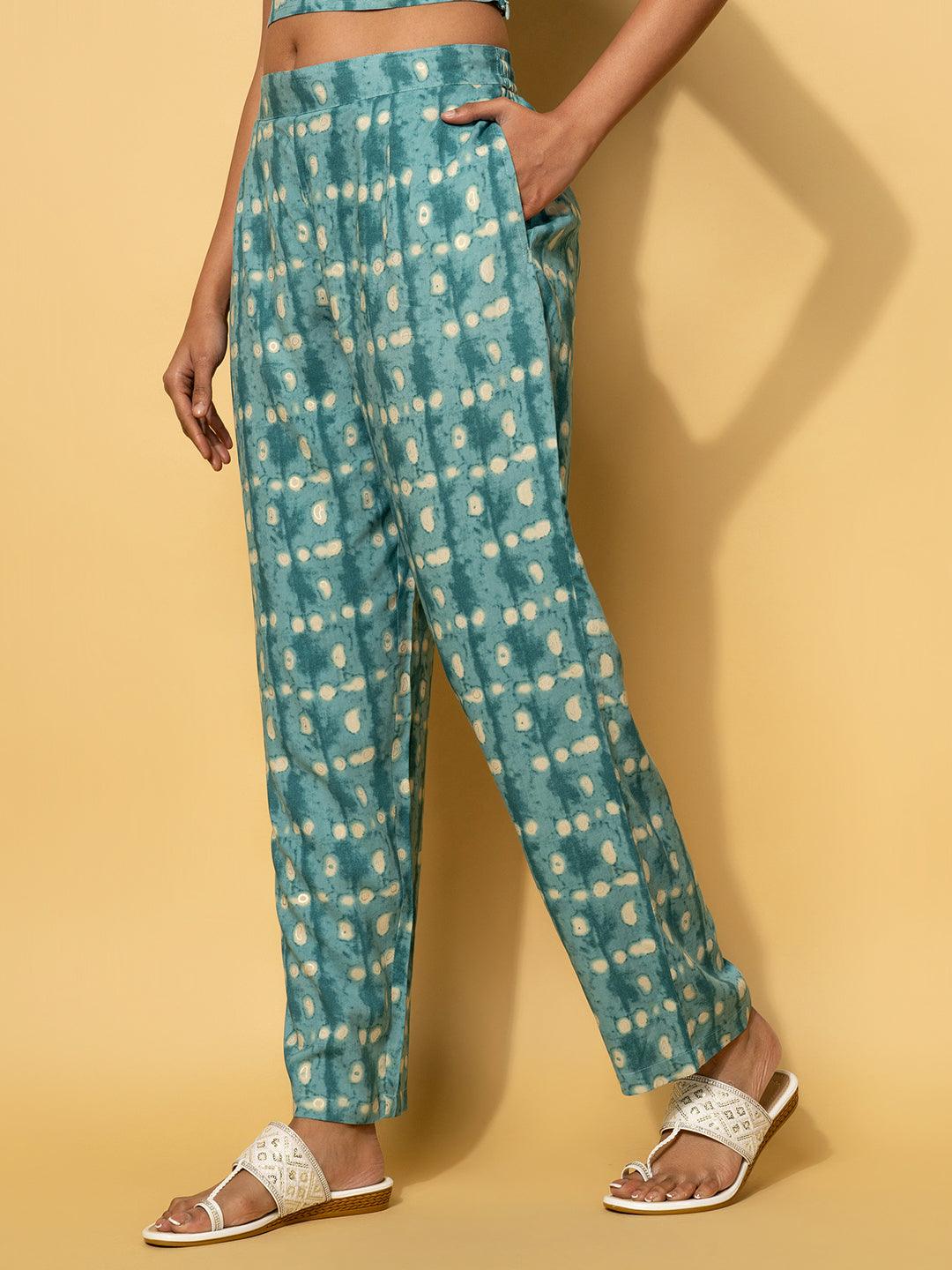 Teal Printed Rayon Co-Ords