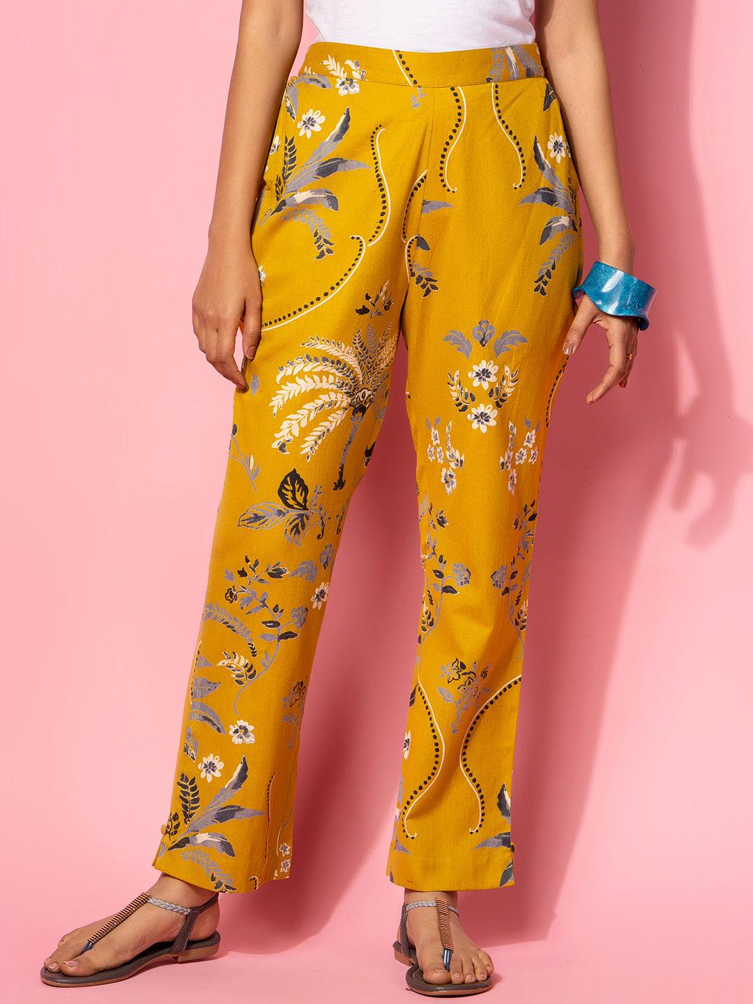 Mustard Printed Cotton Co-Ords