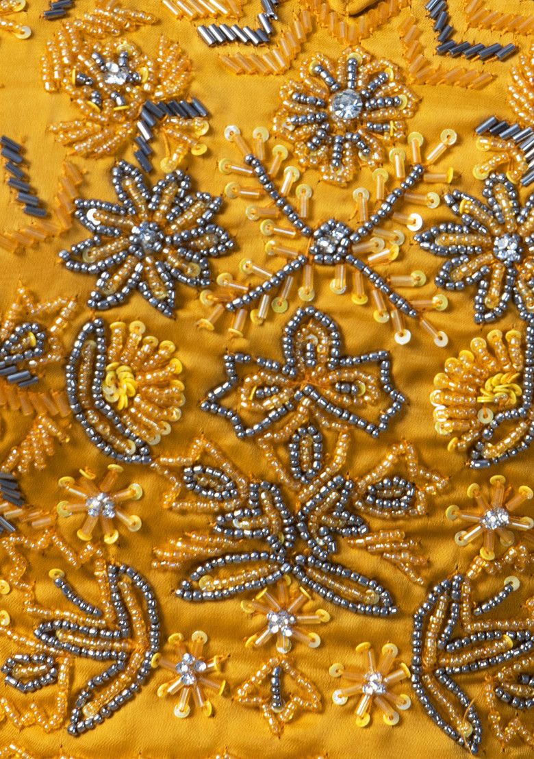 Yellow Hand Embroidered Sharara Set With Sequin Embellished Blouse And Dupatta