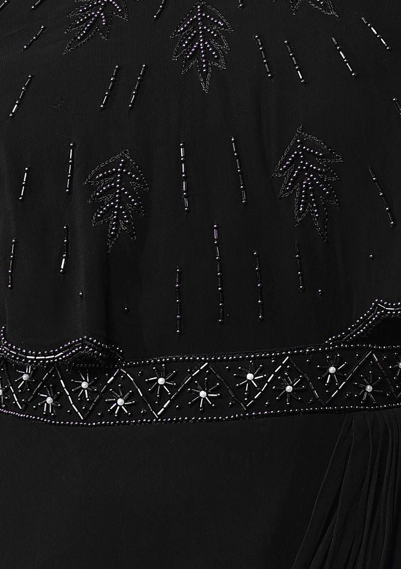 HAND EMBROIDERED Black Bead Hand Embroidered Gown