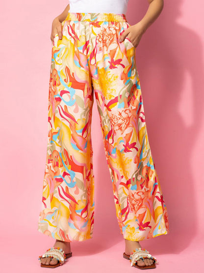 Multicoloured Printed Silk Blend Co-Ords