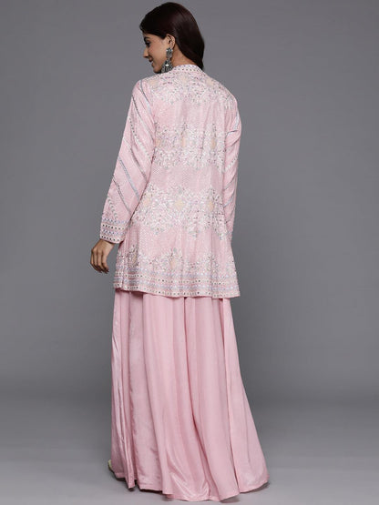 Pink Embroidered Silk Blend Co-Ords1