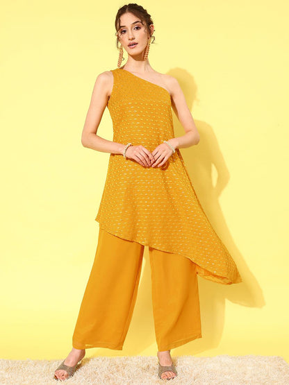 Mustard Embellished Georgette Co-Ords