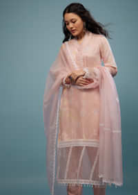 Petal Pink Pant Suit Set In Viscose Silk