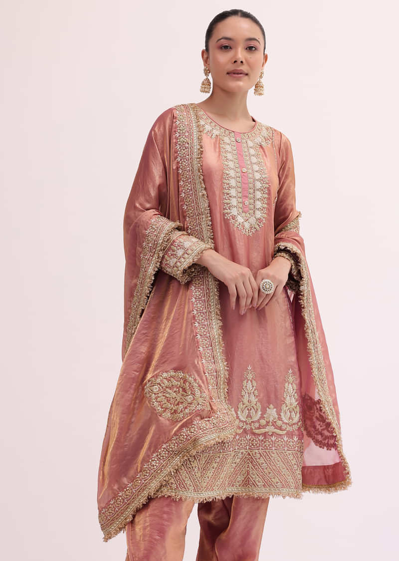 Peach Silk Salwar Set