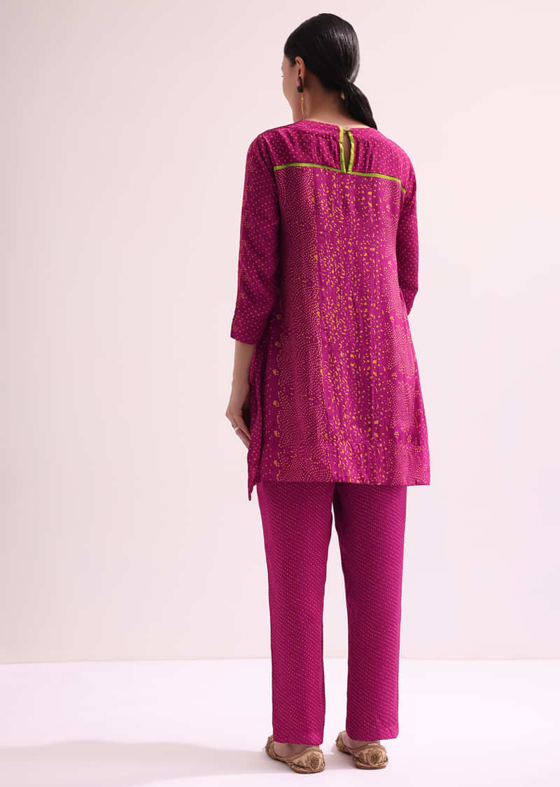 Pink Embroidered Kurta And Pant Set