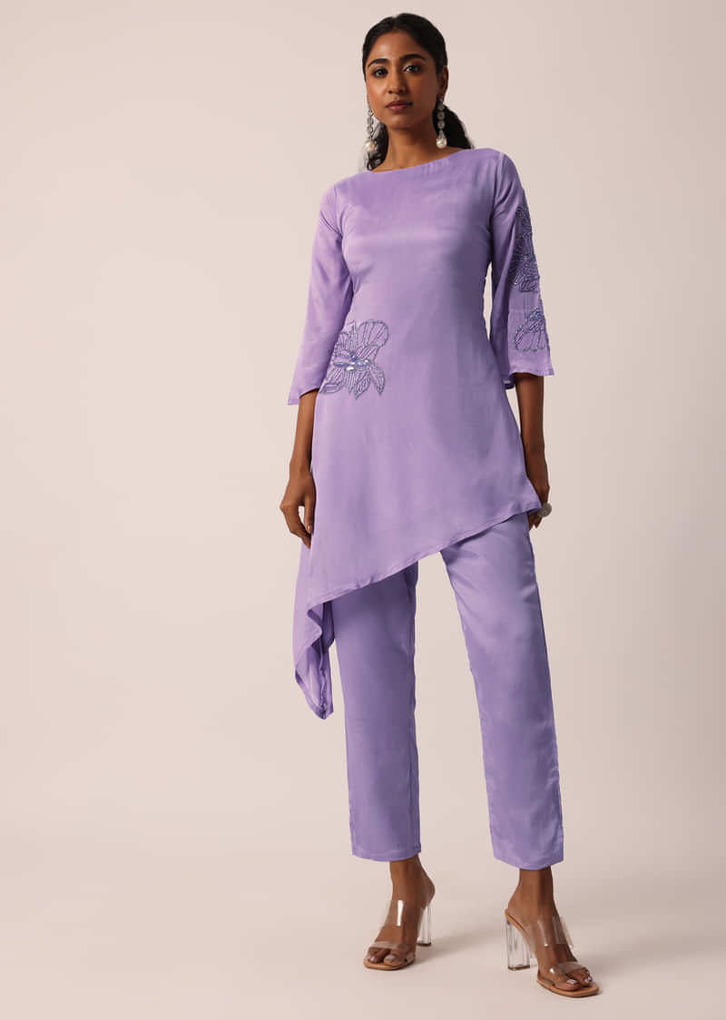 Purple Asymmetric Hem co ord set