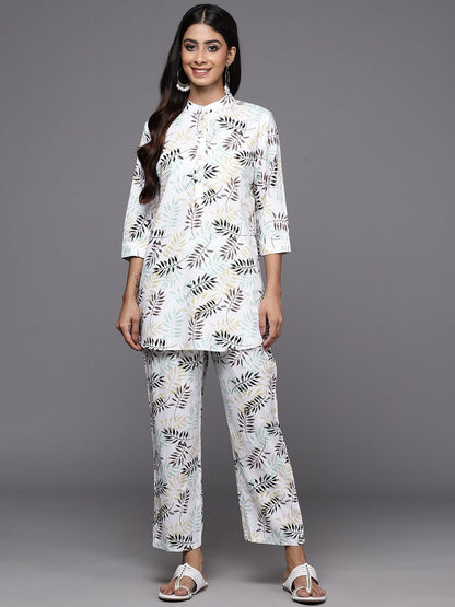 White Printed Rayon Co-Ords1